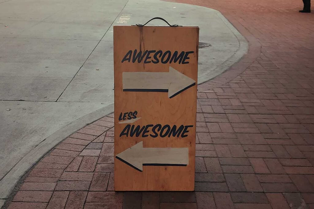 sign pointing to awesome